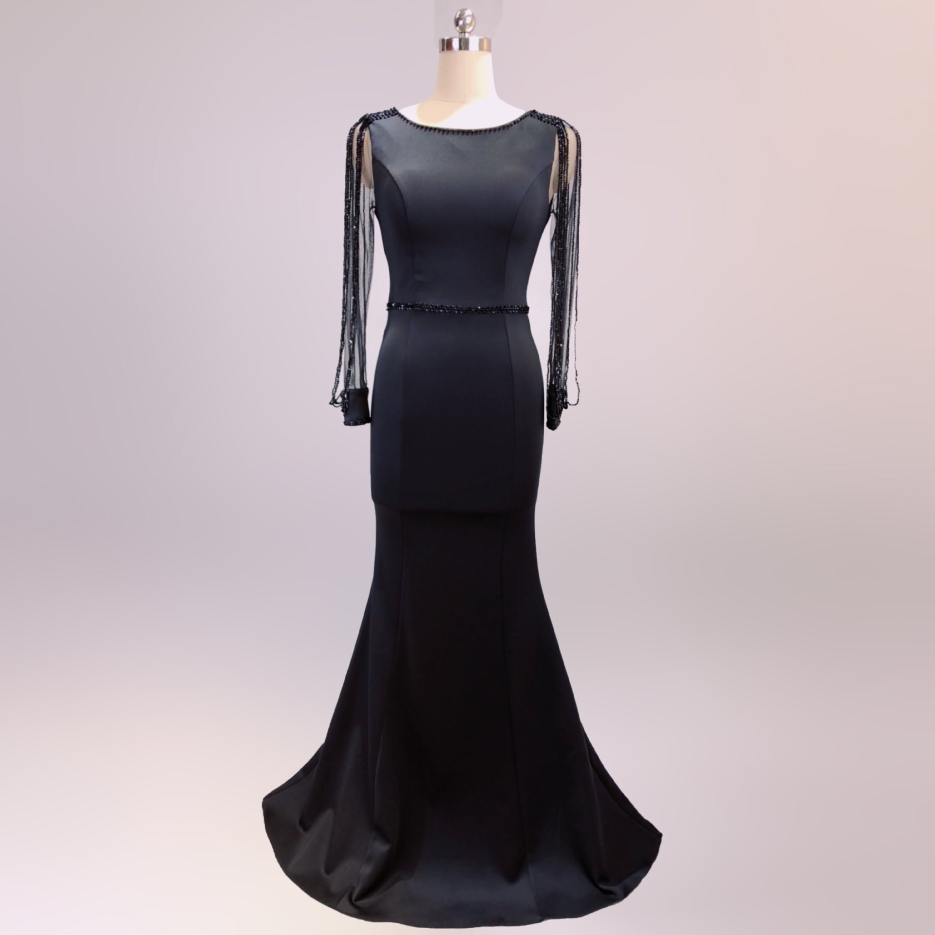 Bridal toast autumn long-sleeved rhinestone chain mermaid long evening dress 19