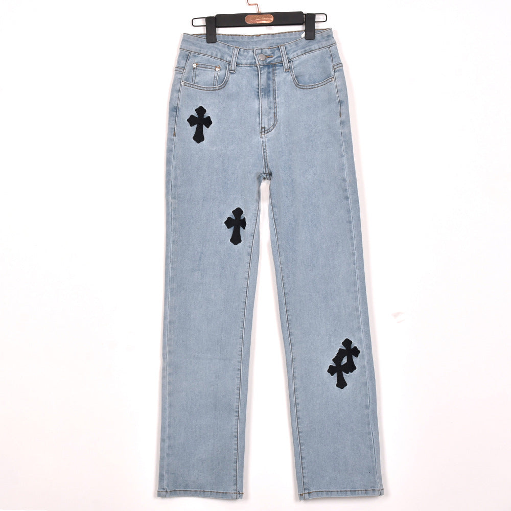 Sexy Low Rise Denim Embroidered Cutout Style Stretch Tight Fitting Pants 13