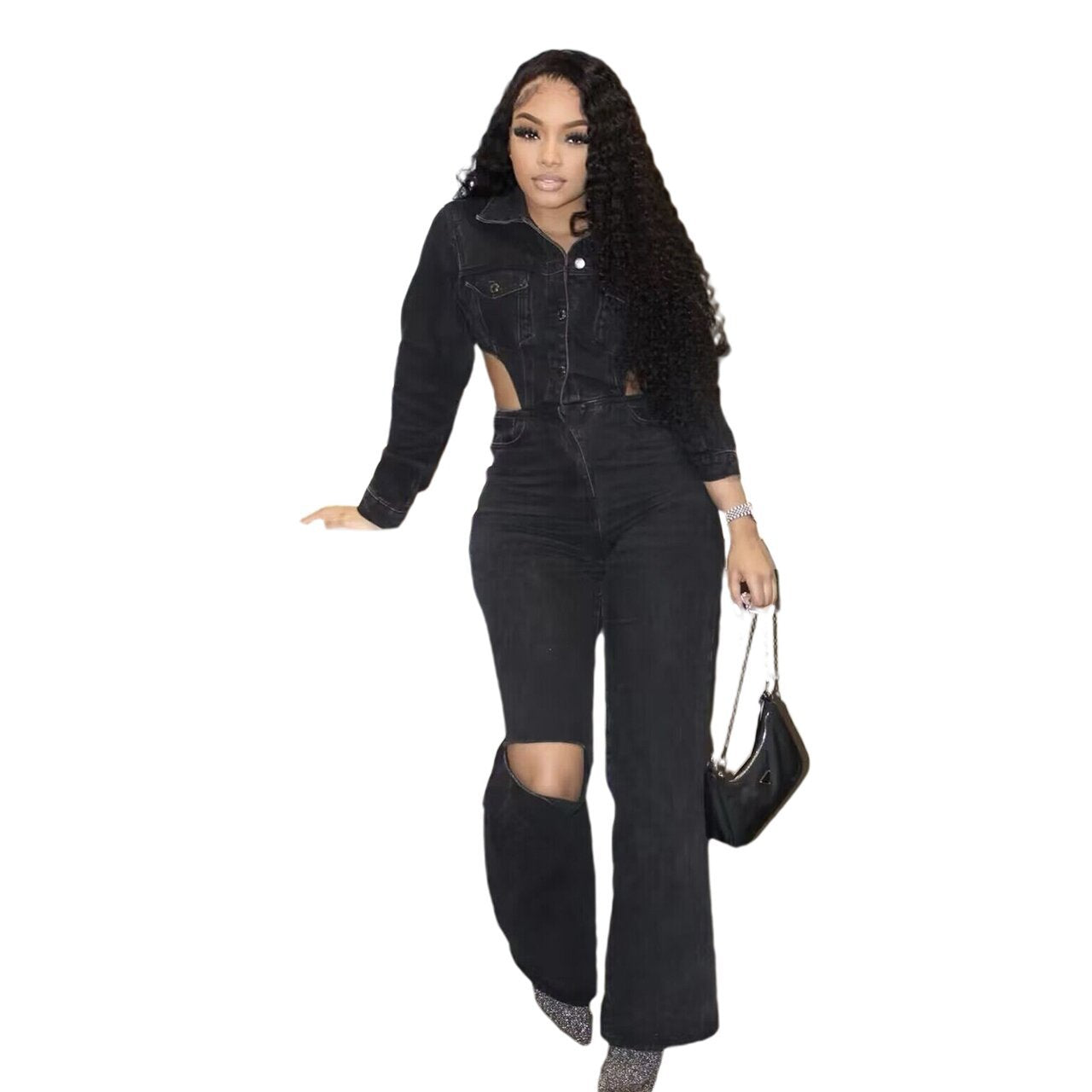 Casual Stretch Fashion Denim Jumpsuit 4