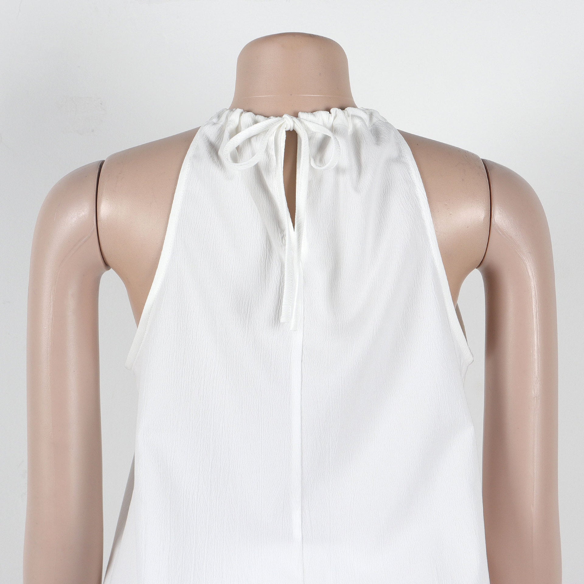 Women sexy solid slit halter neck lace-up sleeveless top and shorts two-piece set 34