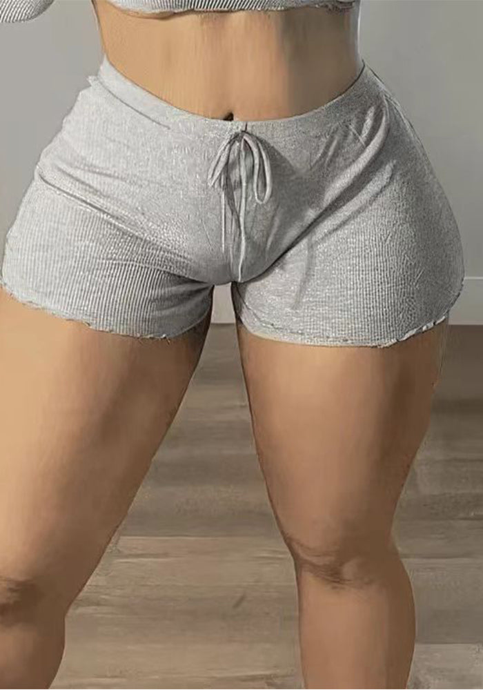 Women Spring and Summer Ribbed Ruffle Hot Shorts