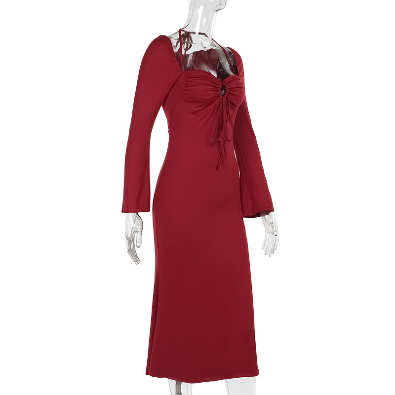 Autumn Halter Neck Long-Sleeved Slim Bodycon Dress 9