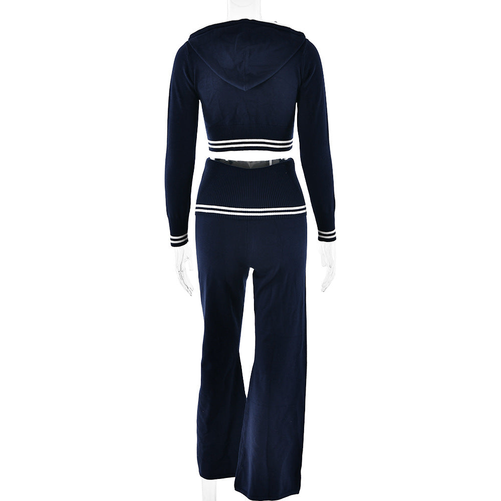 Women Autumn and Winter Knitting Top with Hood and Pants two-piece suit 16