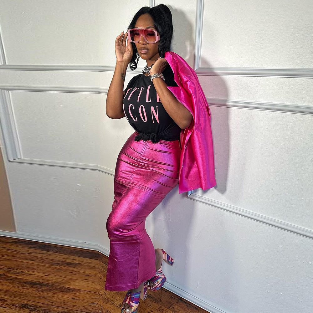 Summer Women Sexy Hidden Zipper Slit Bodycon Skirt 33