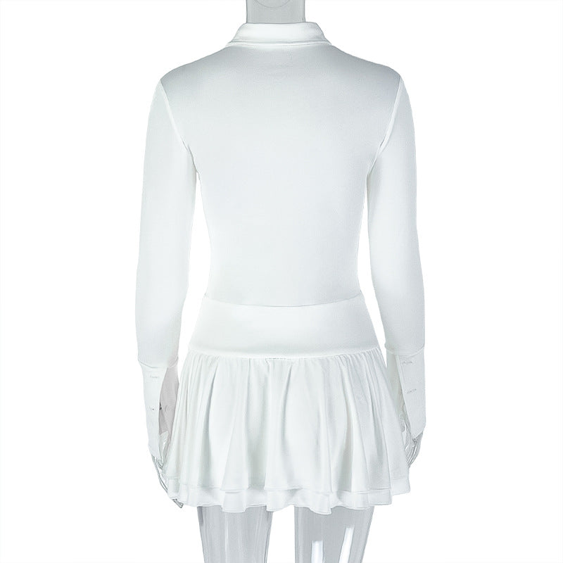 Women Elegant Solid V Neck Long Sleeve Mini Dress 8