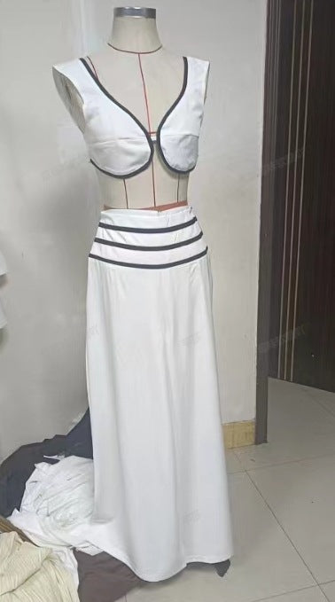 Women Contrast Color Sexy Vest And Pant Two-piece Set 8