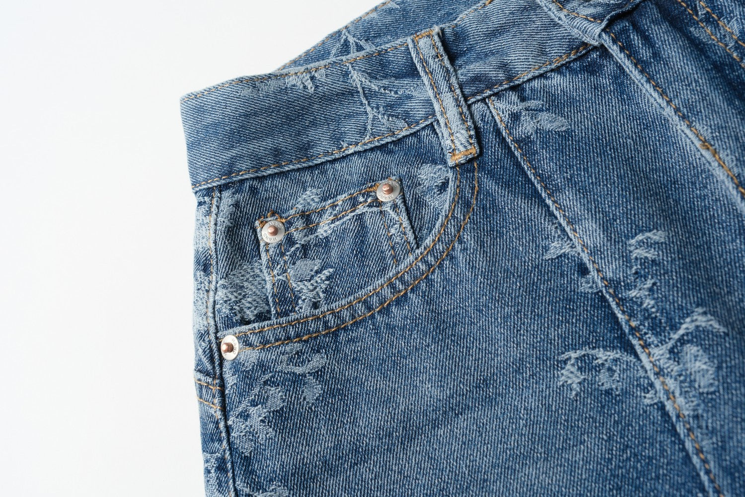 Blue Jacquard Denim Pants Women Loose Wide Leg Straight Leg Trousers 11