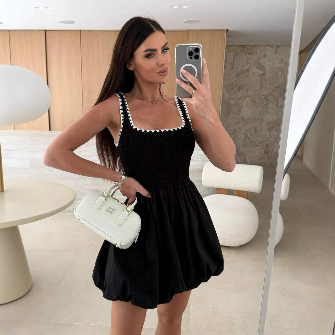 Strap Low Back Short Puffy Dress 5