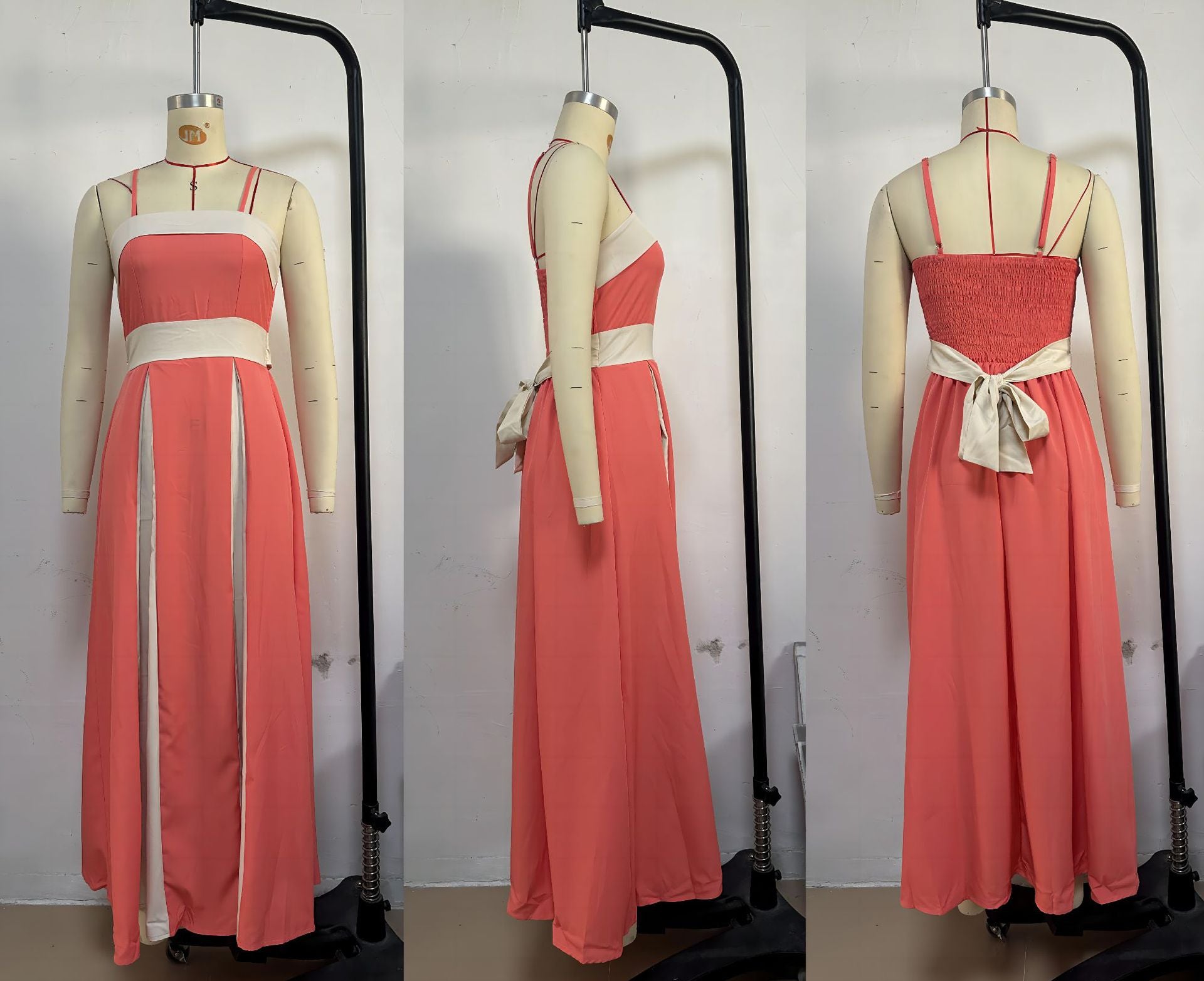 Women's Summer Elegant Fashion High Waist Contrast Strap Dress 6