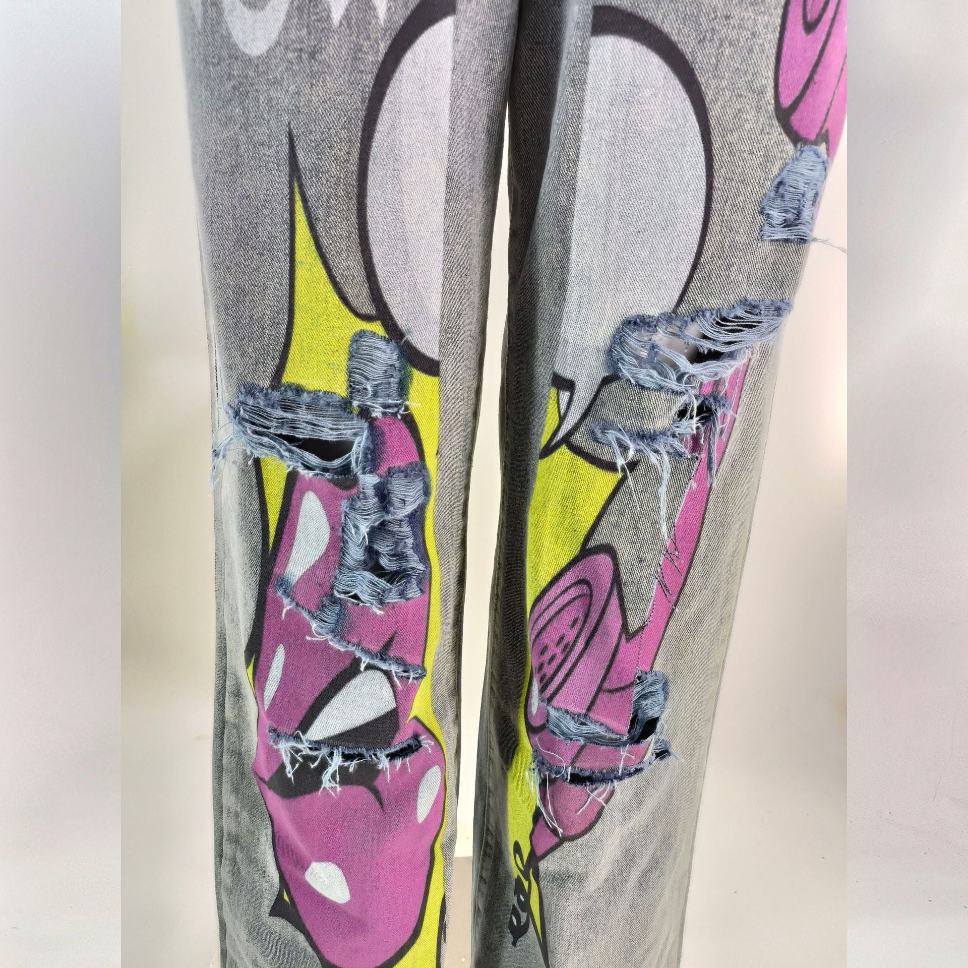 Women Ripped Wide-leg Denim Pants 10