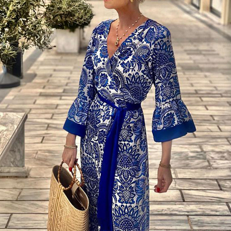 Spring Summer Women's Fashion Chic Printed Bohemian Maxi Dress 4