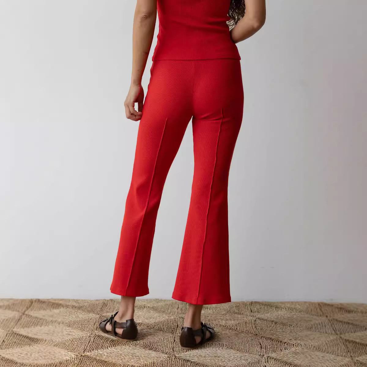 Women Casual Ribbed Bell Bottom Pant 10