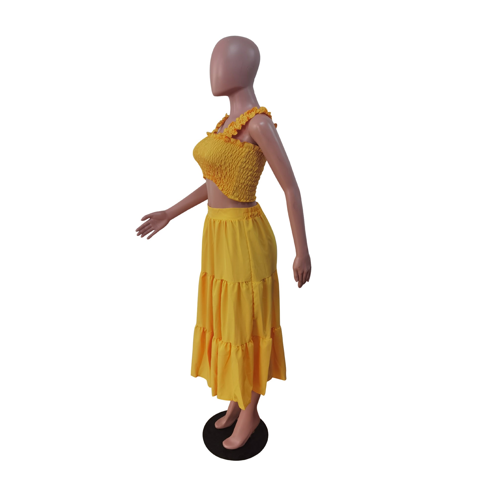 Women Chest Wrap Top and Pocket Skirt Two-piece Set 11