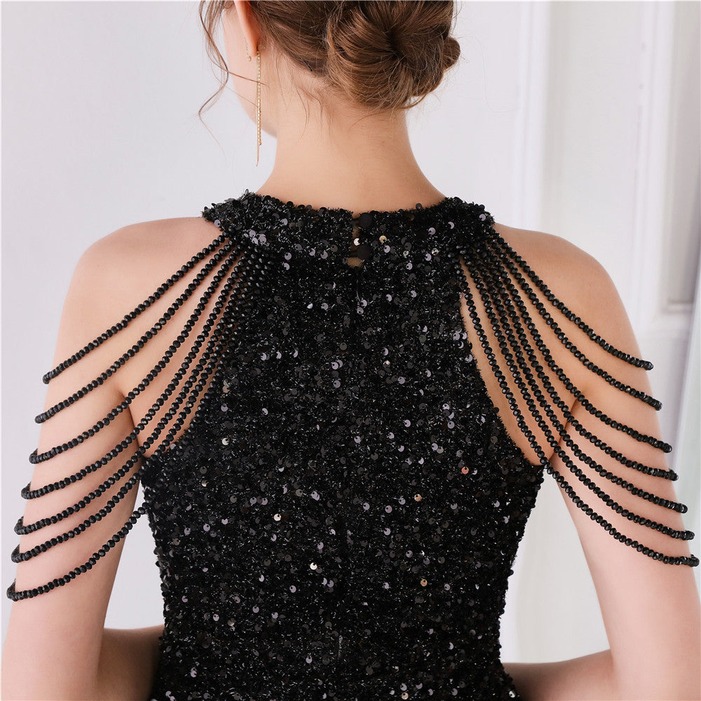 Summer sequin string shoulder midi elegant party dress 33