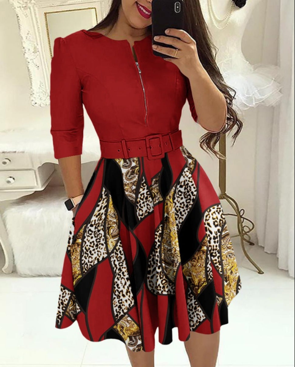 Women's Fashion Chic Long Sleeve Dress With Belt 12