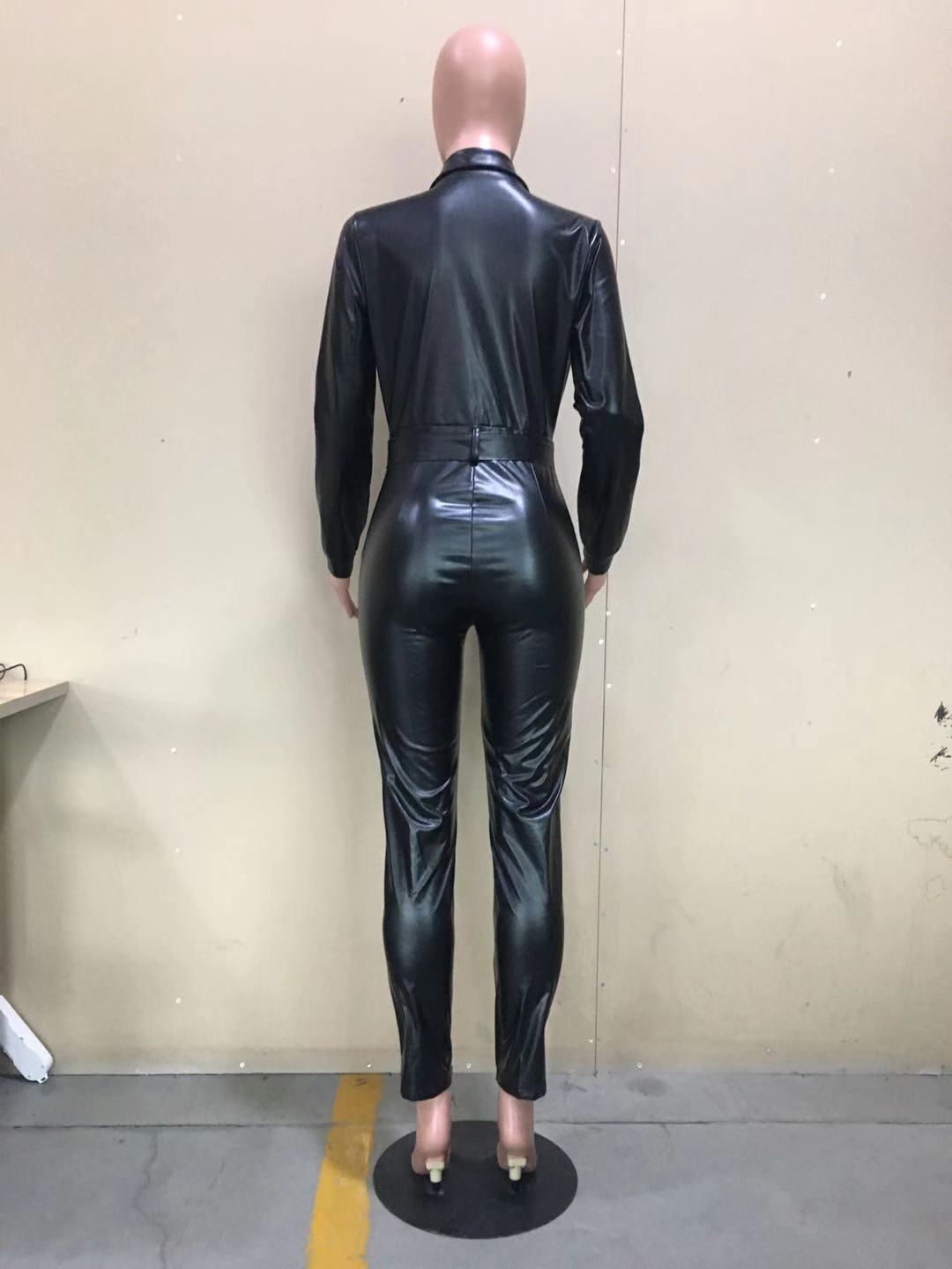 Winter Pu Buckle Belt Jumpsuit 10