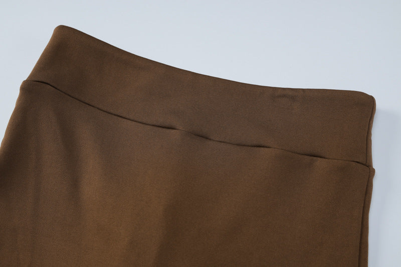 Women's Autumn Solid Color Long-Sleeved U-Neck Two-Piece Slim Fashion Pants Set For Women 16