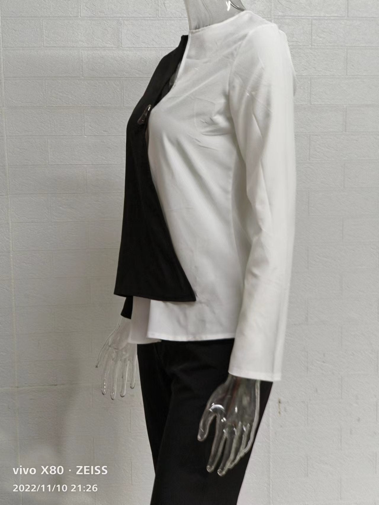 Women's autumn fashion loose elegant long sleeve color matching two piece pants set 9