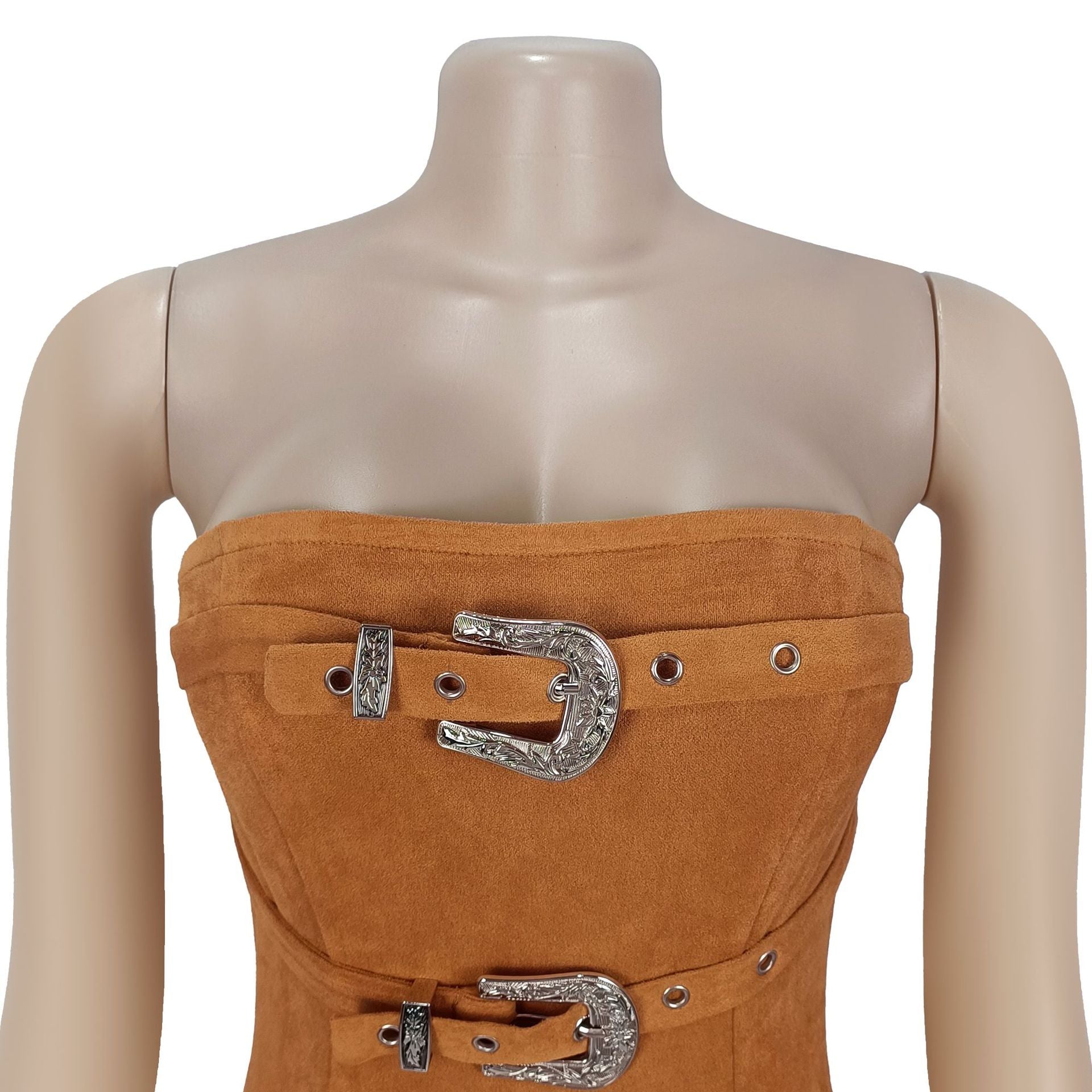 Strapless Low Back Fringe Dress 15