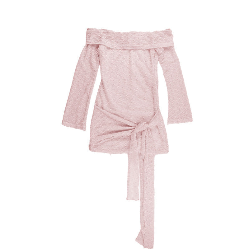 Women Sexy Off-Shoulder Lace-Up Bodycon Dress 12