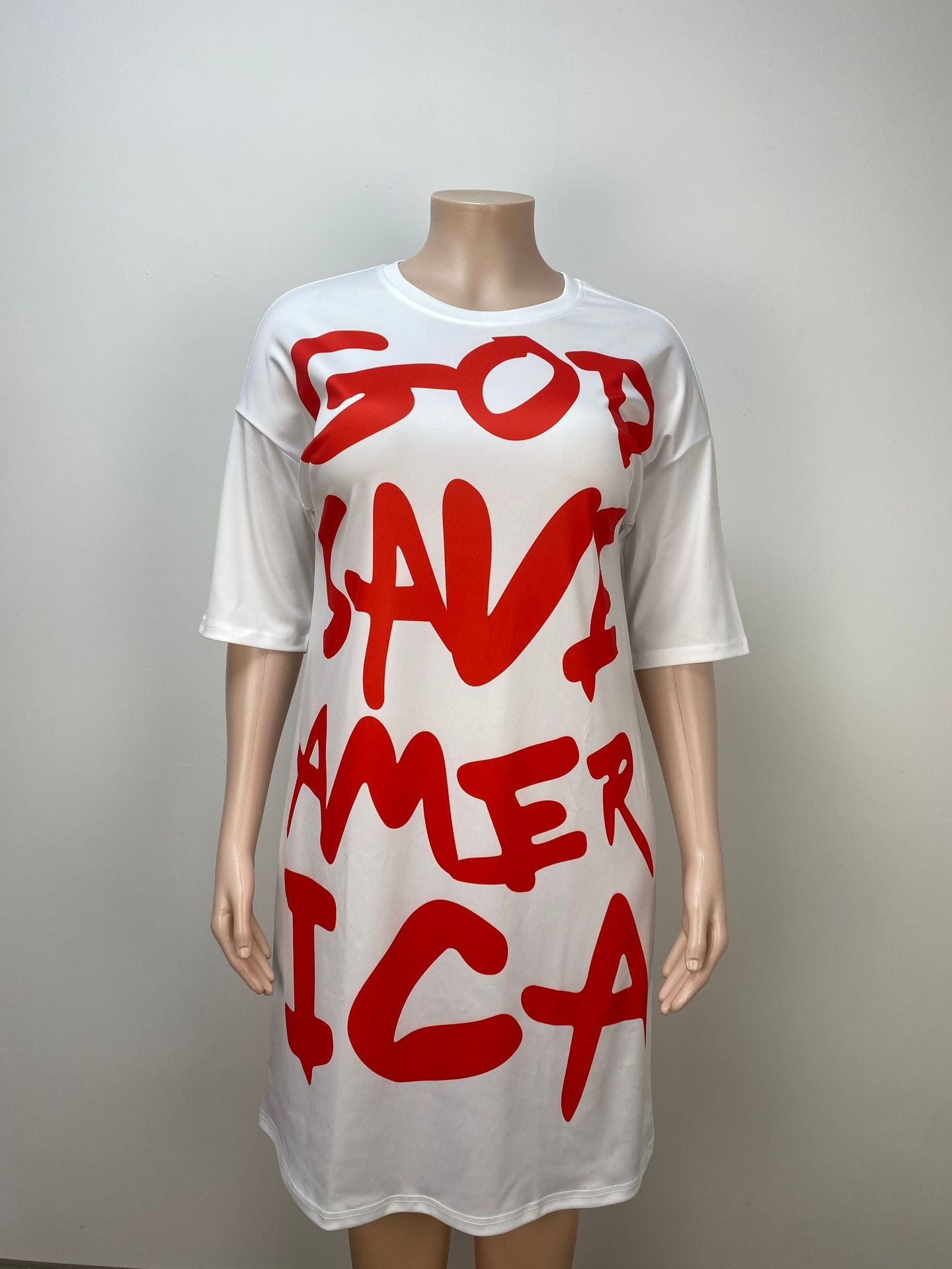 Plus Size Women Casual Letter Print Dress 5