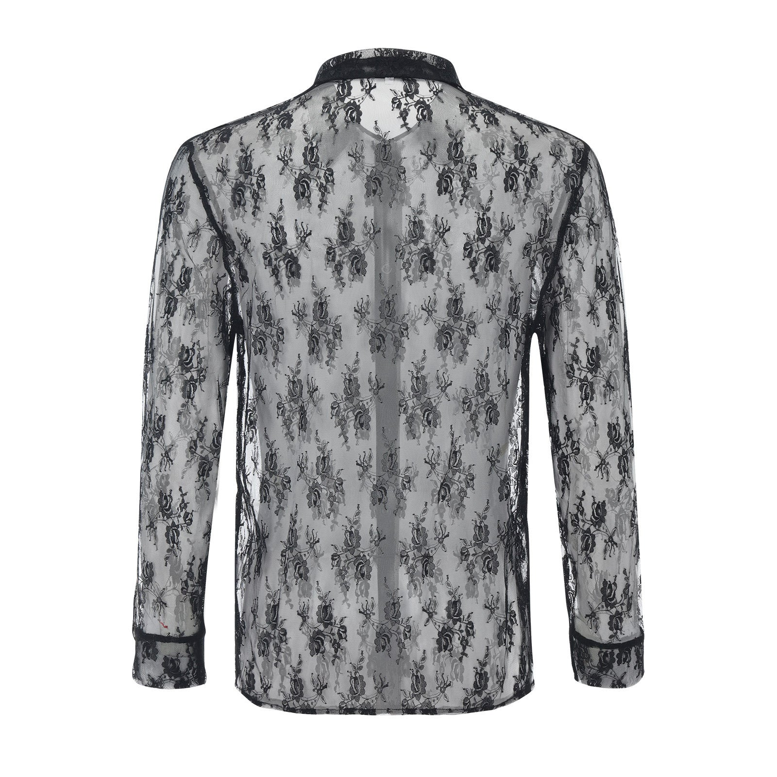 Men's See-Through long-sleeved lace shirt 6