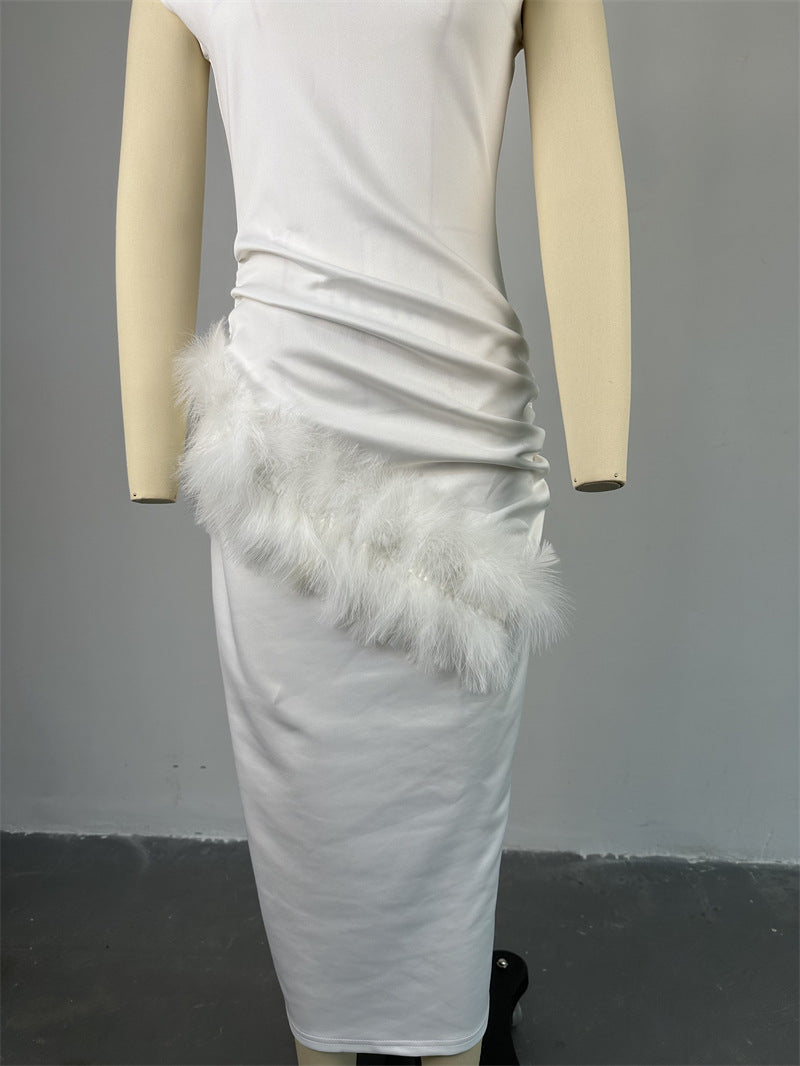 Women Summer Short Sleeve Solid Pleated Maxi Dress 14