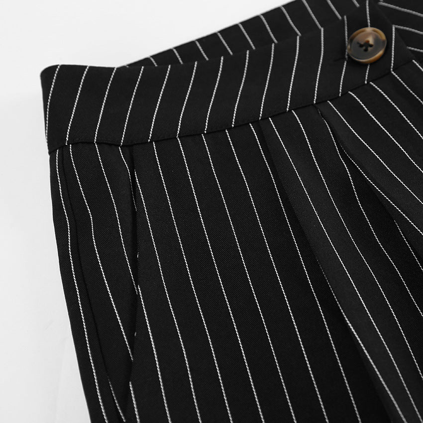 Summer Black And White Striped Chic Career Sleeveless Vest Pants Fashion Two-Piece Set 12