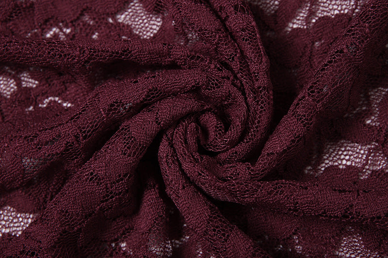 Women's Autumn Sexy Cut-Out Slim Lace Long Sleeve Dress 15