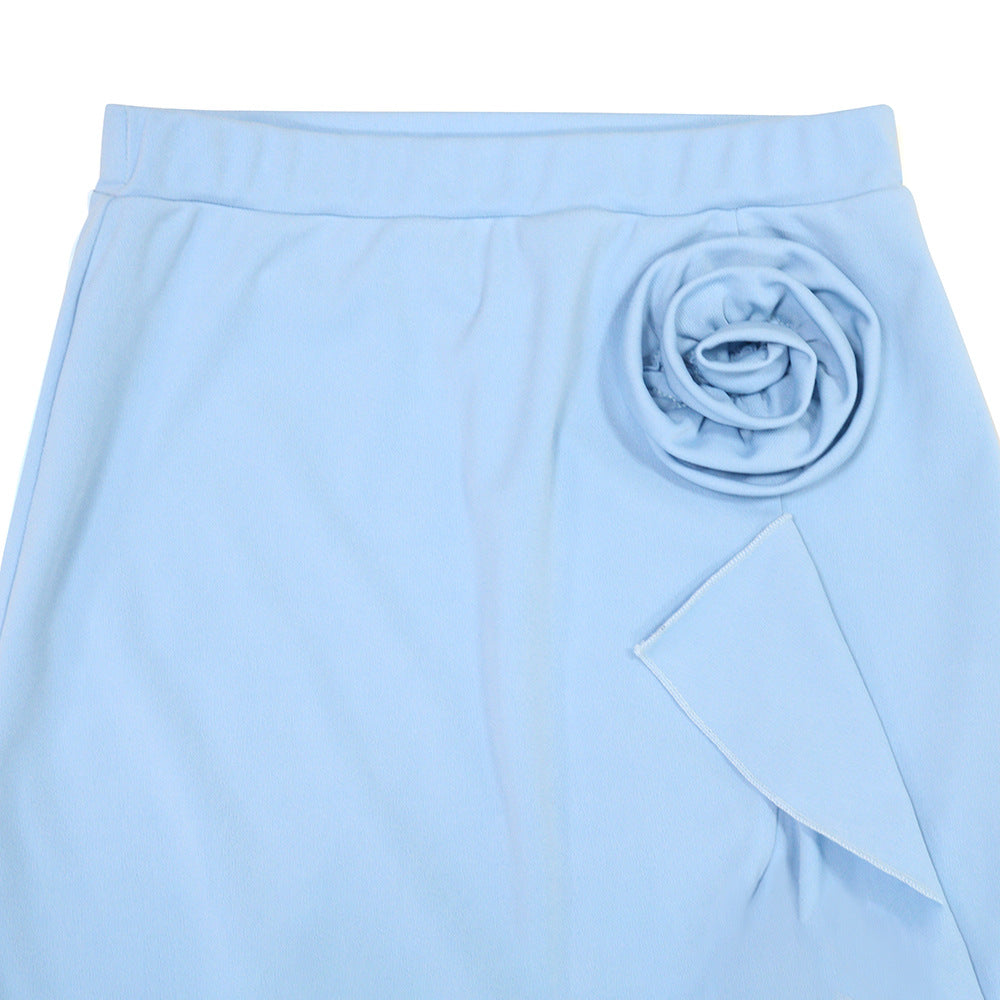 Women Summer Solid Lace-up Sleeveless Top Ruffle Skirt Two-piece Set 6