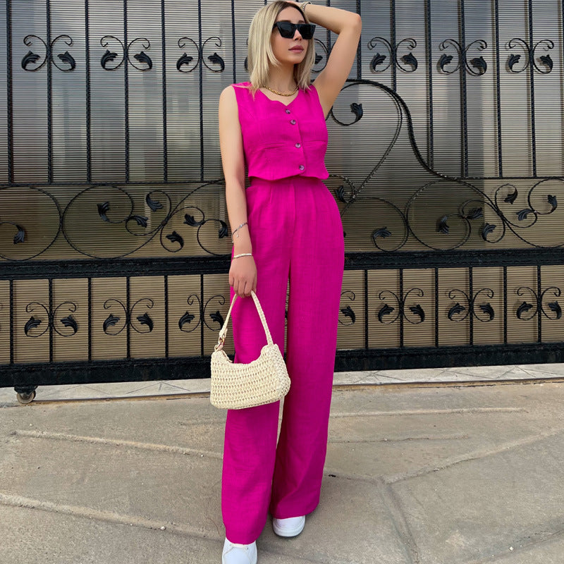 Women Summer Vest and Pants Two-piece Set 5
