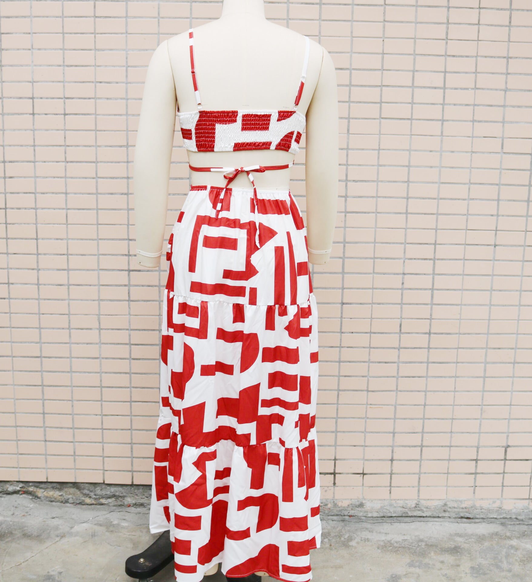 Summer print Low Back hollow Lace-Up Long dress 13