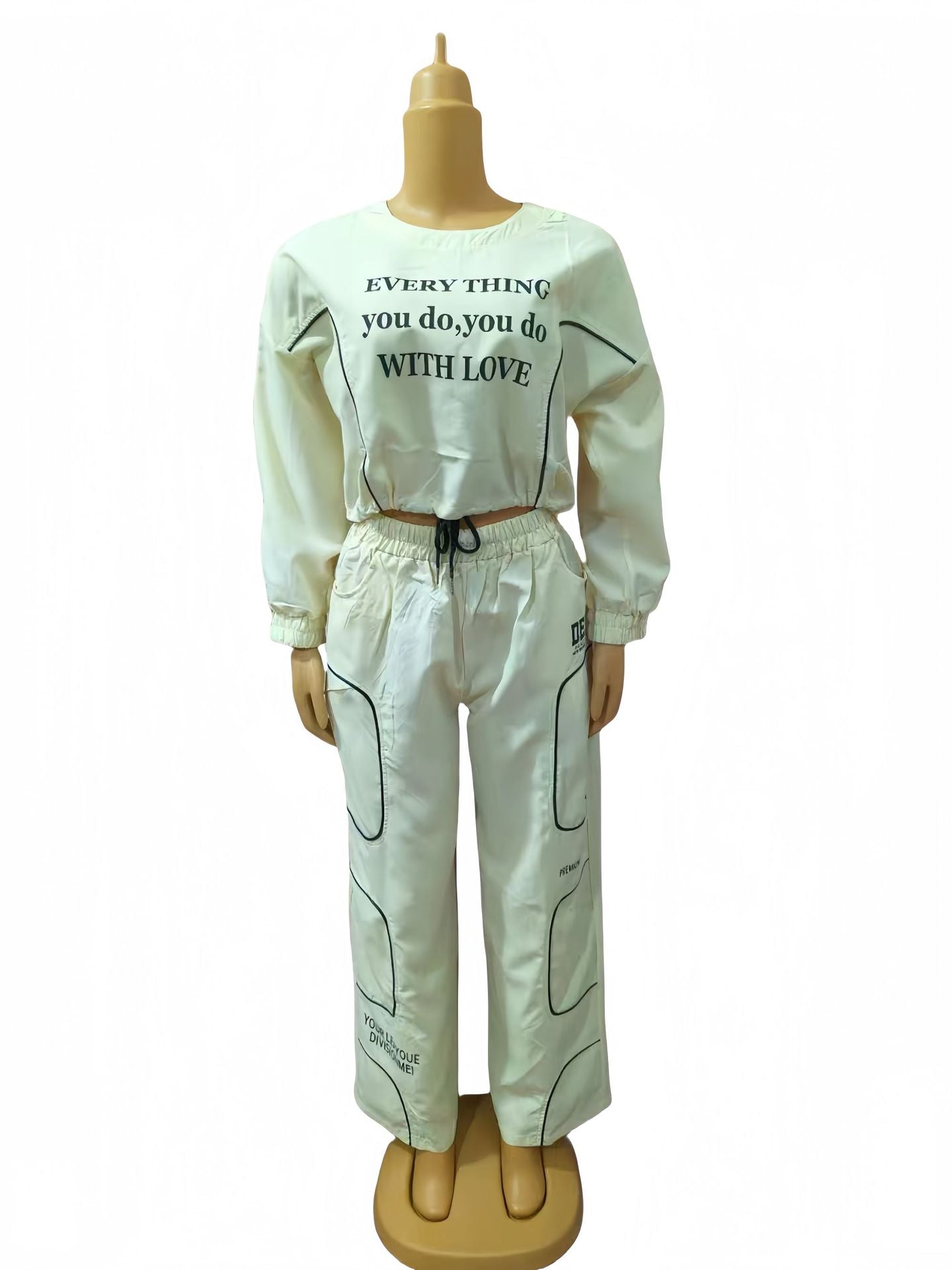 Women Solid Printed Casual Top and Pants Two-piece Set 16