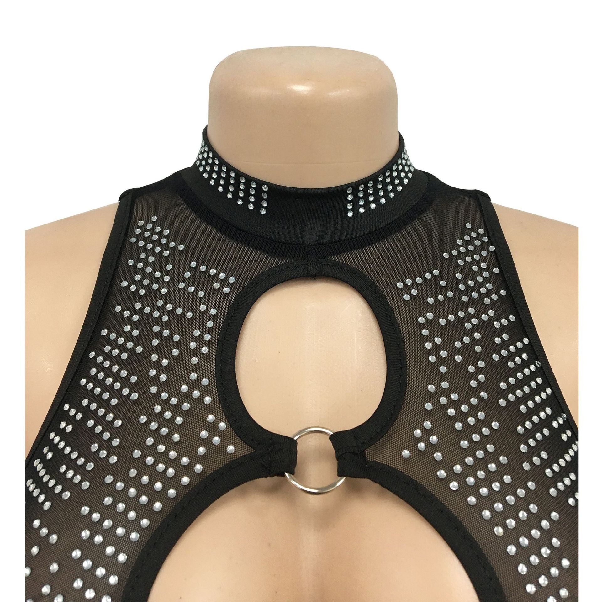 Women'S Fashion Mesh See-Through Beaded Sleeveless Jumpsuit 9