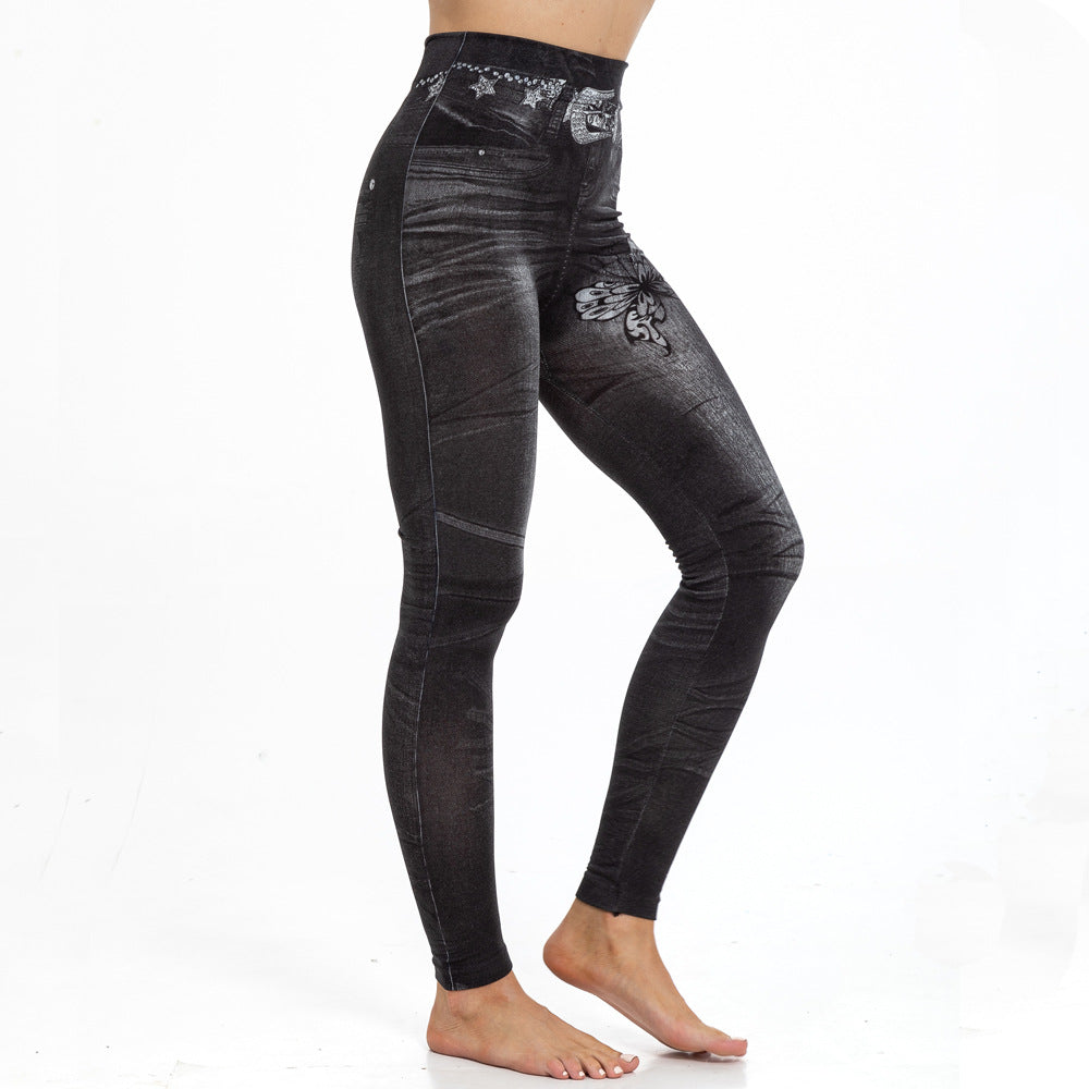 Women Belt Printed Butterfly Legging 4
