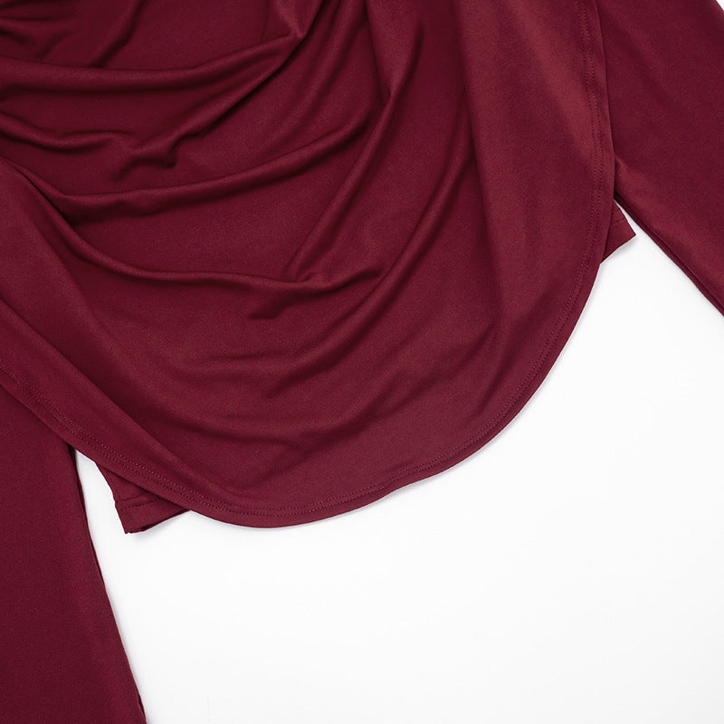 Women Fall Solid Casual Long-Sleeved Top and Pants Two-Piece Set 17