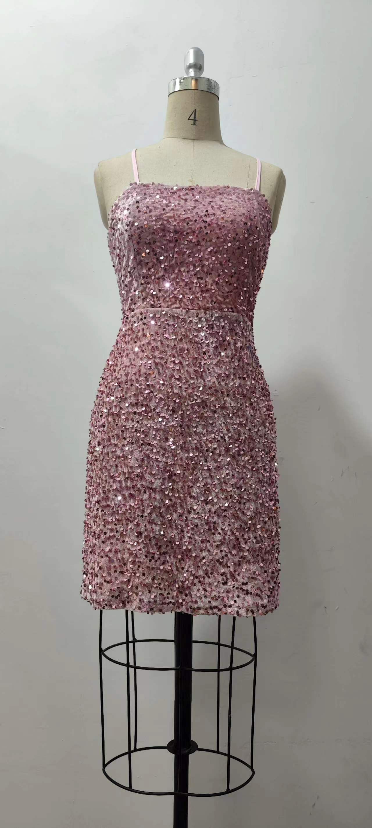 Women's Sparkling Sequin Strap Tight Fitting Party Dress 6