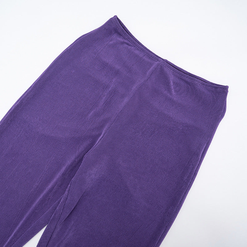 Women Fall Sexy Halter Neck Top and Capri Two-Piece Set 16