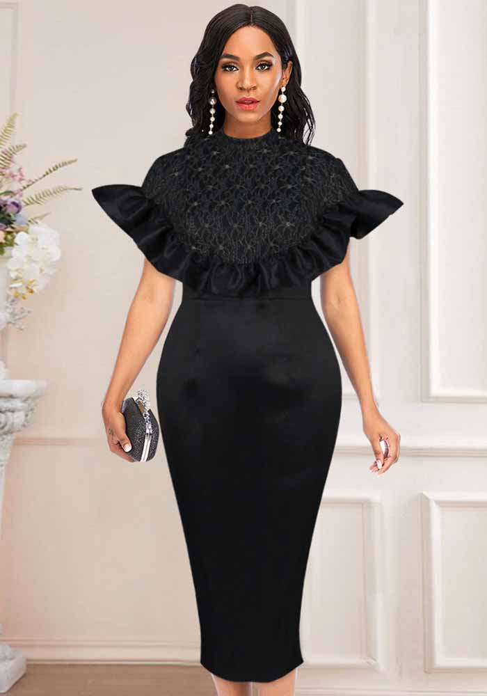 Elegant Chic Half Turtleneck Lace Party Dress