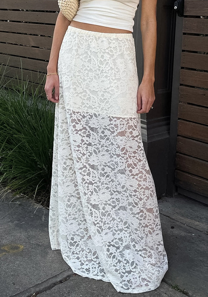 Spring Jacquard Lace Cut-Out Fashion Sexy Long Skirt