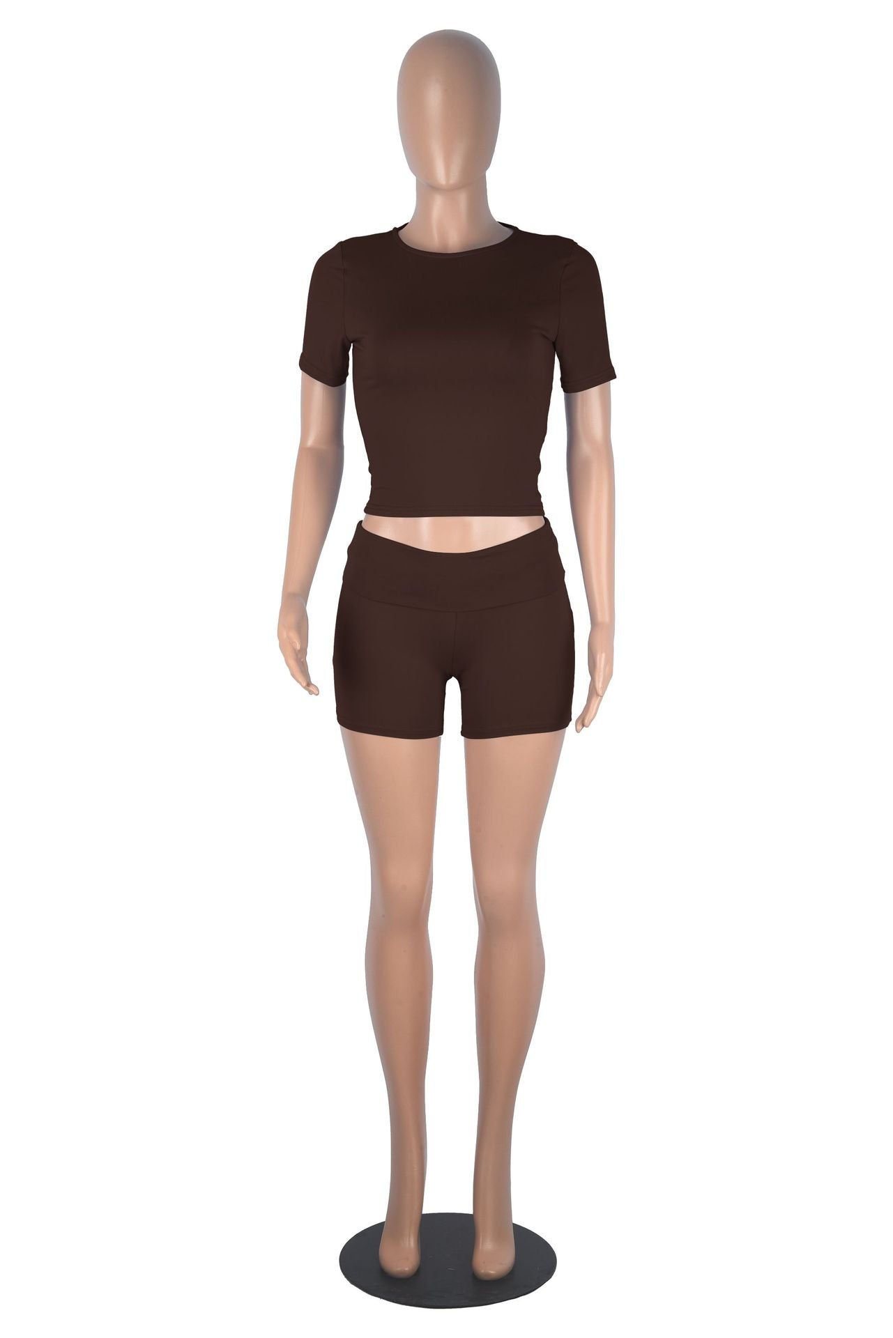 Women short-sleeved round neck top and shorts two-piece set 21