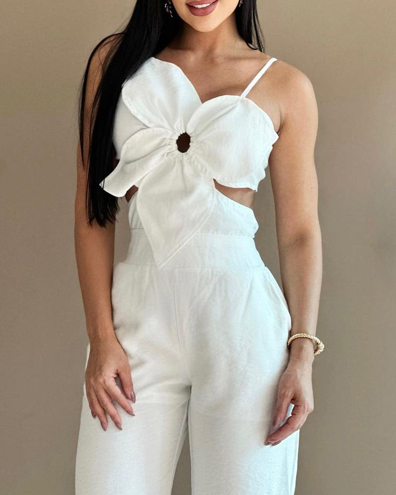 White Floral Strap Jumpsuit 9