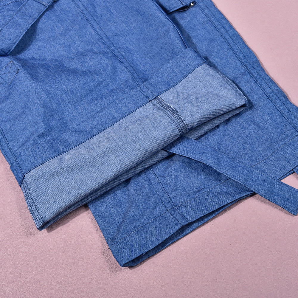 Women Summer Pockets Drawstring Loose Zipper Casual Pants 14