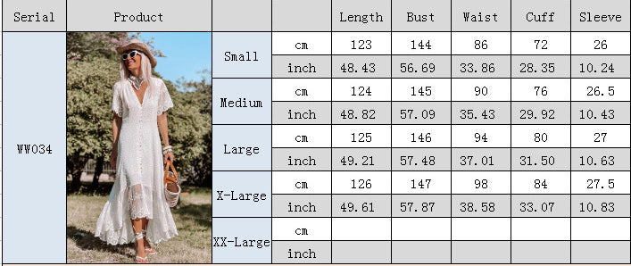 Women's V-neck slim dress casual mid-length Swing loose long dress 7