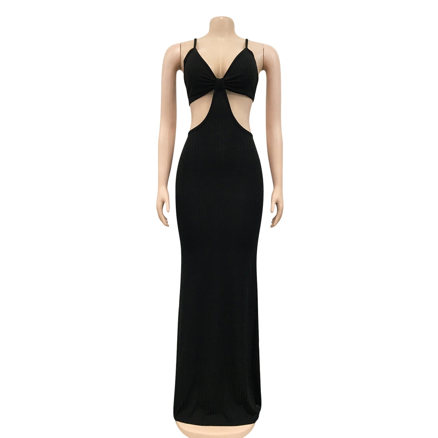 Sexy Knitted Strap Solid Color Dress for Women 40