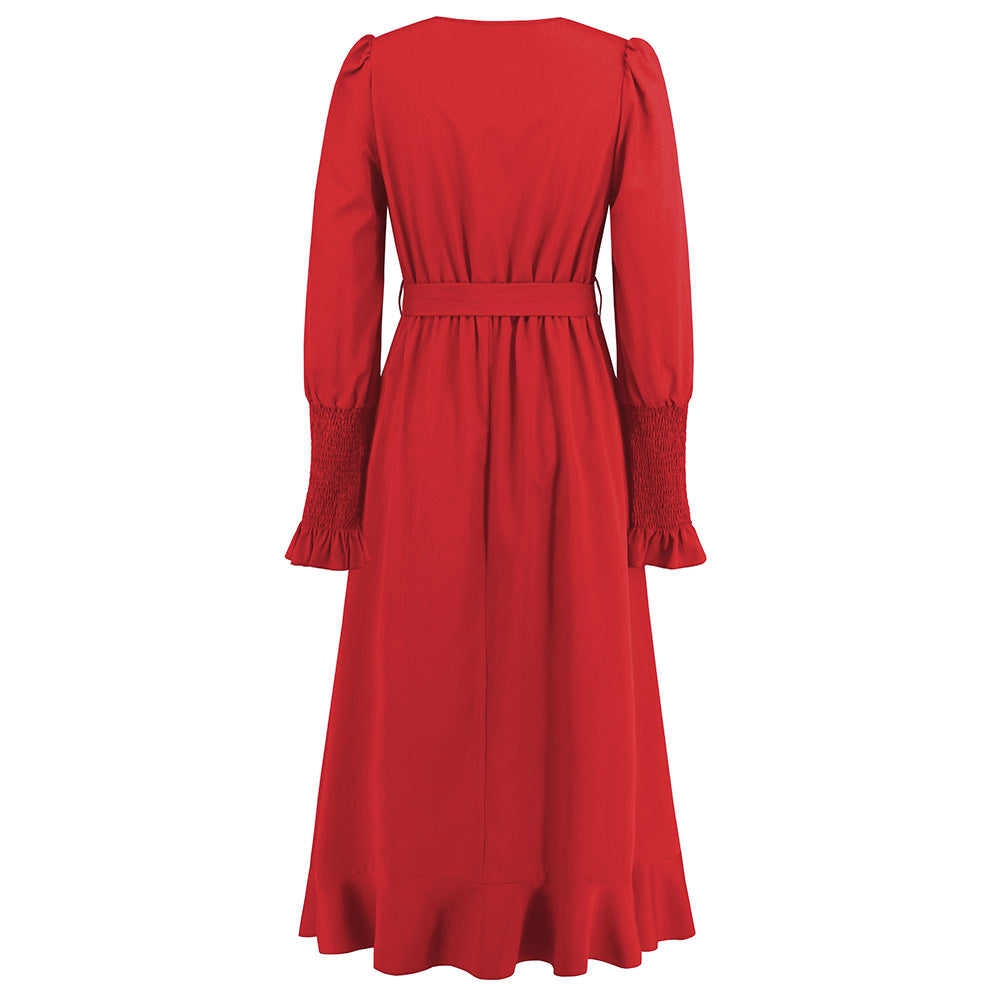 Plus Size Women V-Neck Ruffled Lace Dress 22