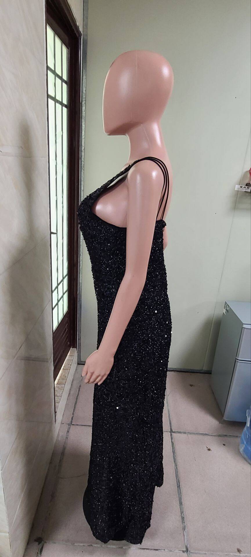 Women Summer Sexy Off Shoulder Slit Sequin Dress 14