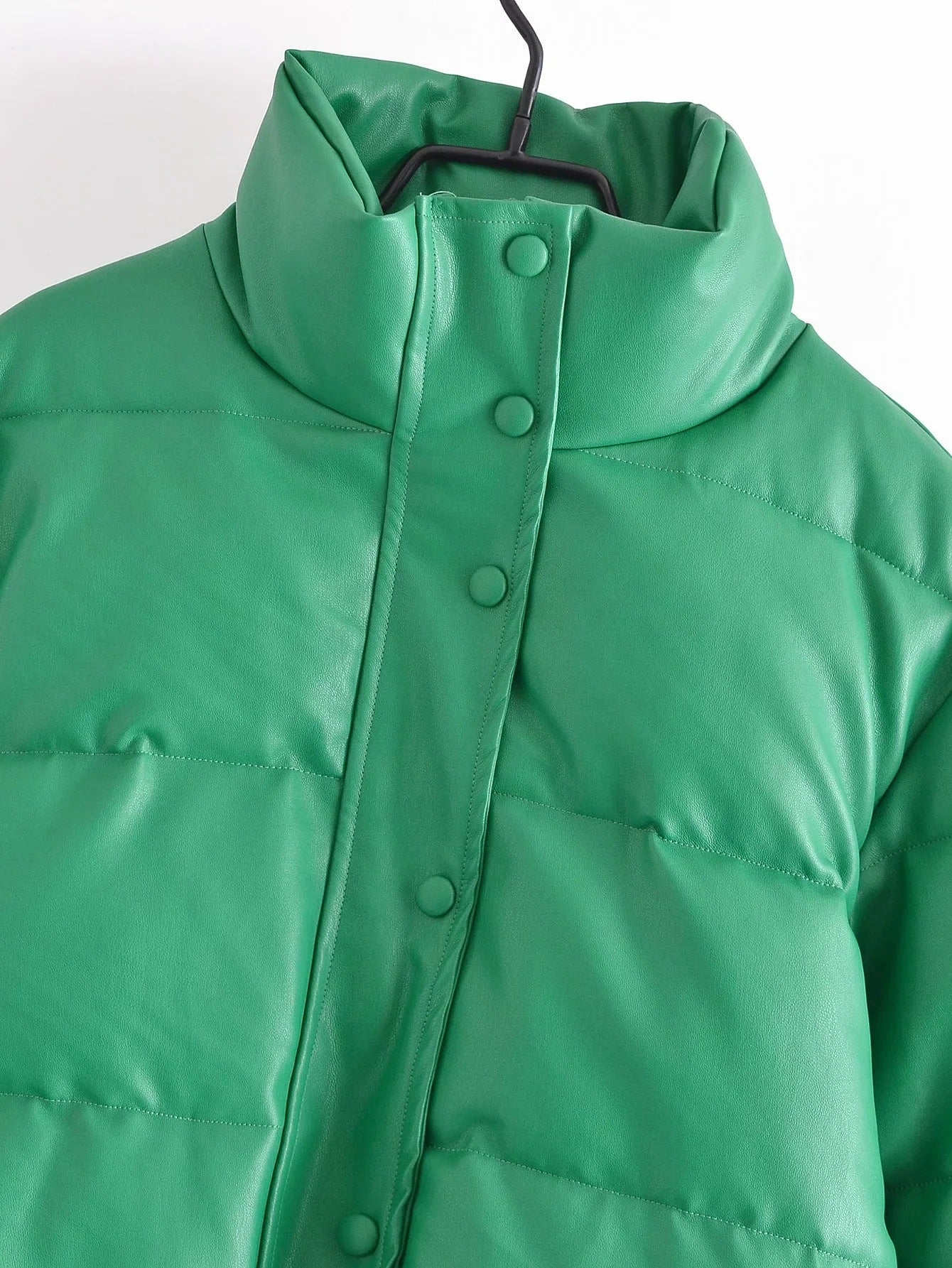 Leather Casual solid color leather cotton-padded Stand Collar jacket 18