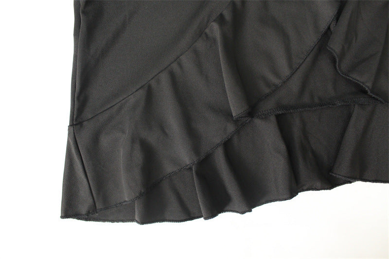 Fashionable Slim Women's Lace-Up Sexy Ruffled Low-Waist Elegant Long Skirt 10