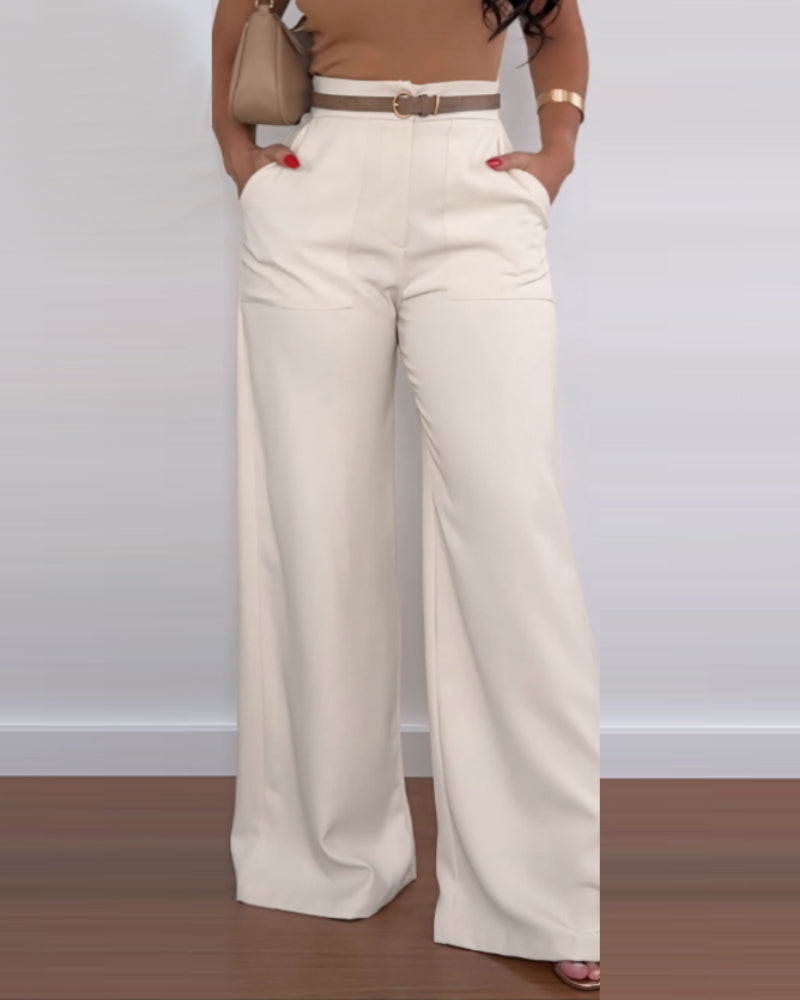 Women's Solid Color Casual Bell Bottom Pants 6